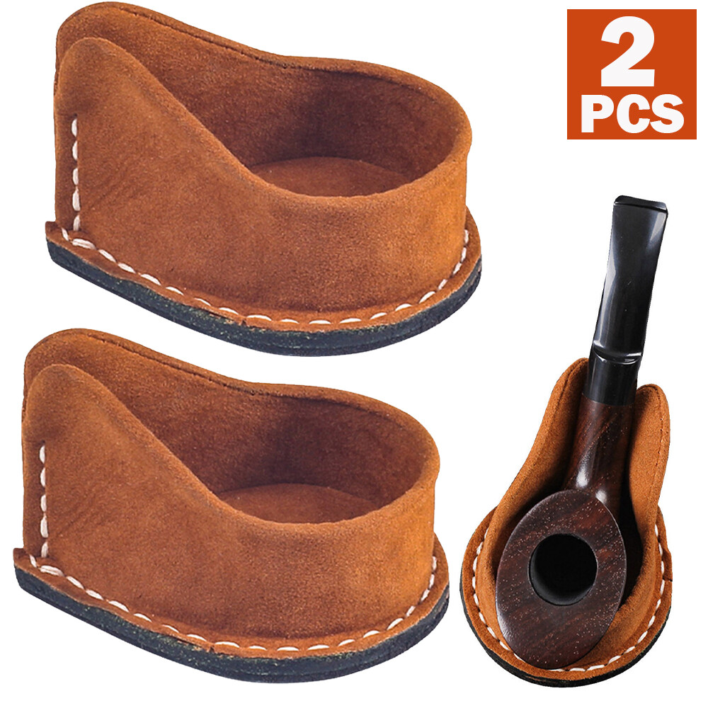 2Pcs Leather Pipe Stand Rack Cow Leather Cowhide Holder Pipe Display Stand