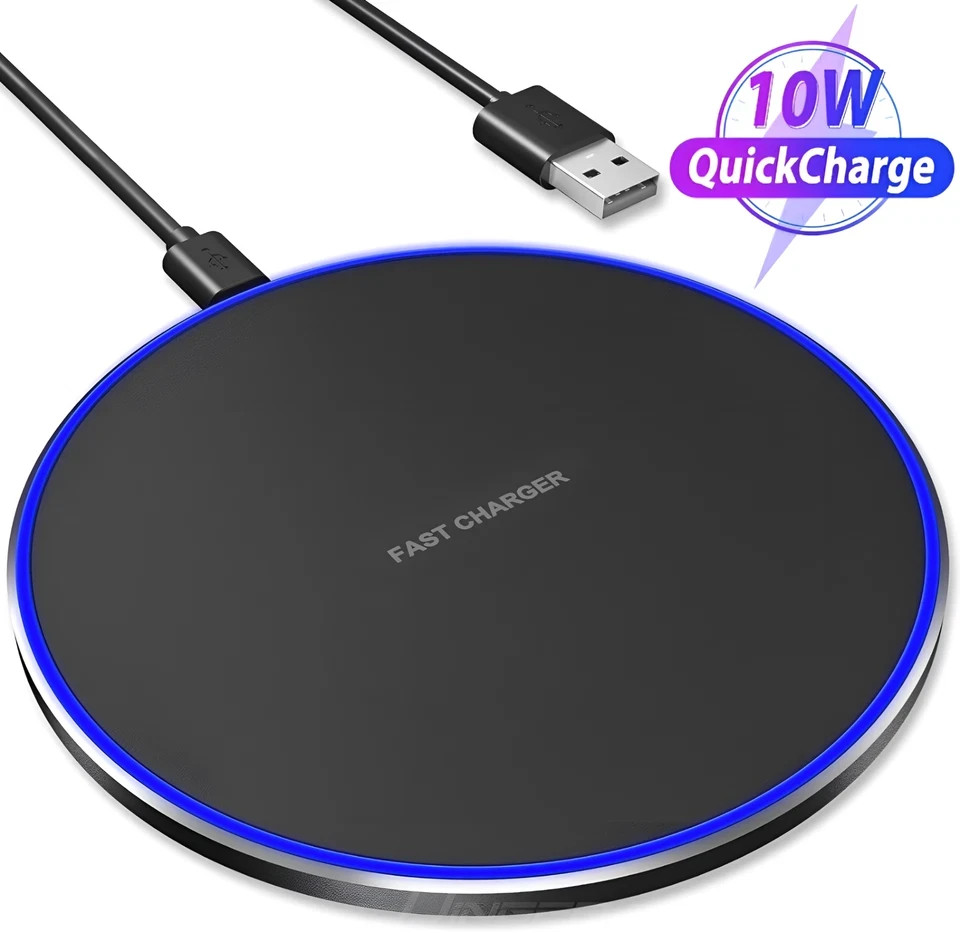 Wireless Fast Charger Charging Pad Dock for Samsung iPhone Android Cell Phone