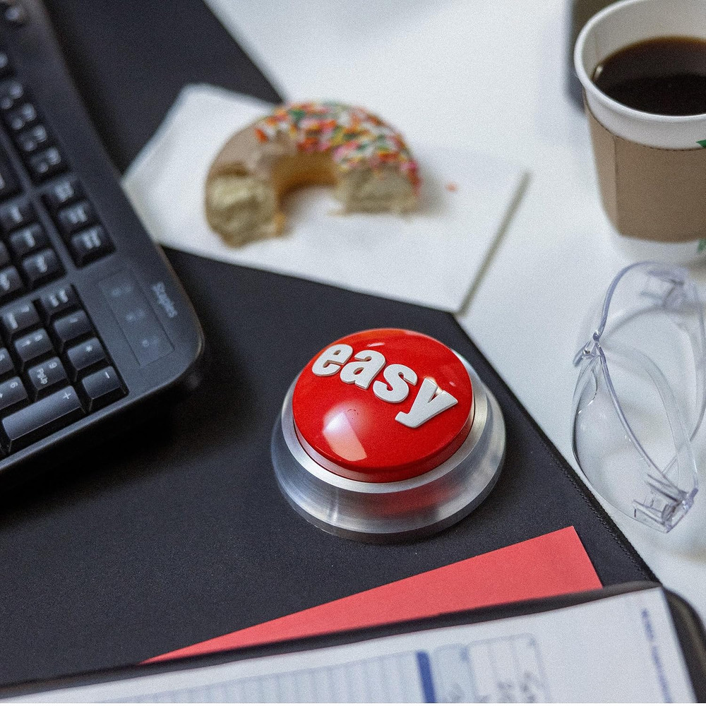 Easy Button, Red/Silver - Fun Office Desk Button for Motivation