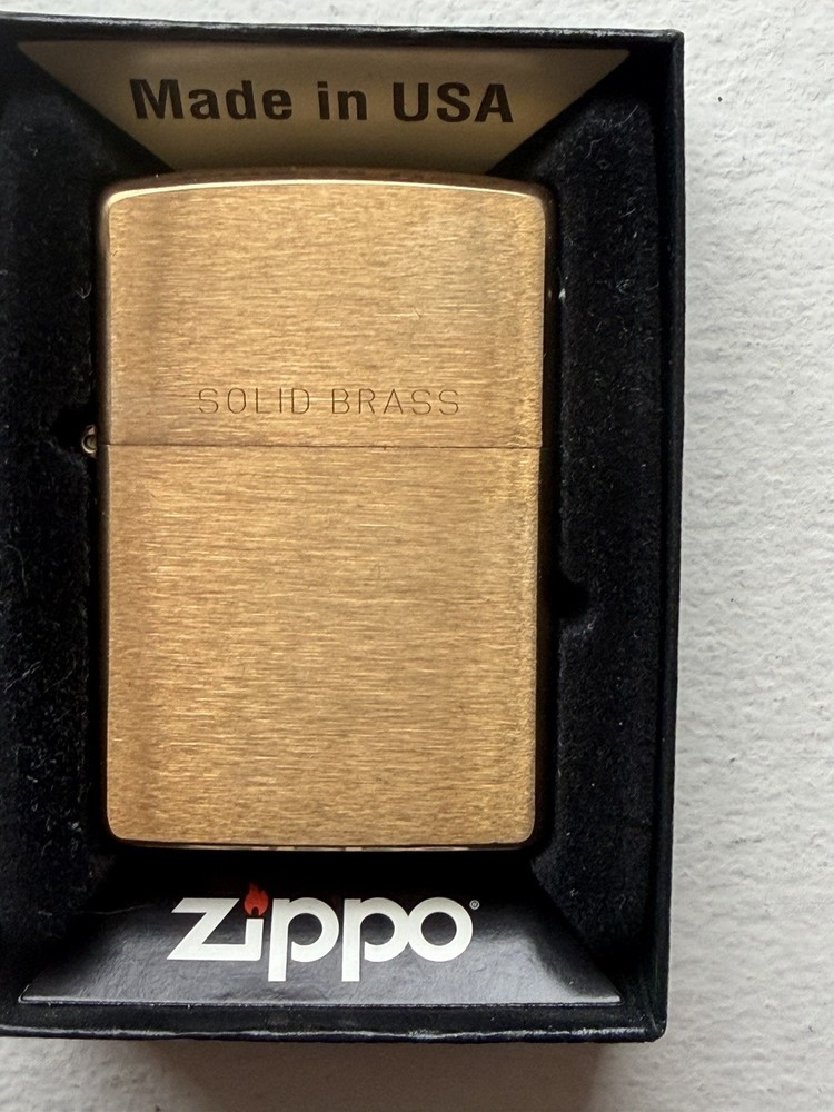 Zippo Solid Pocket Lighter, Brushed Brass with Solid Brass 204-000249