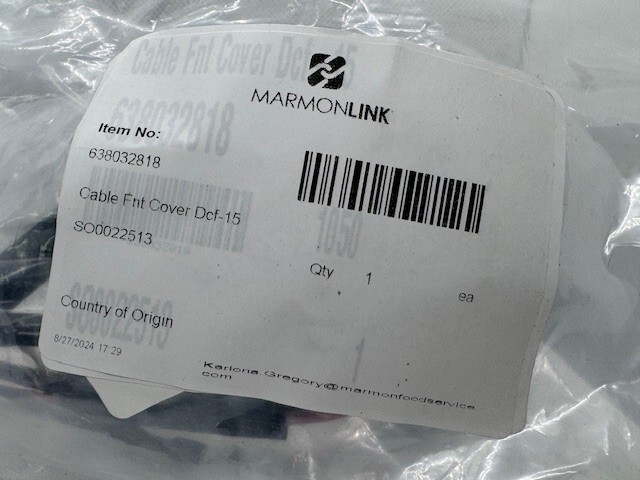 Cornelius 638032818 CABLE FNT COVER DCF-15