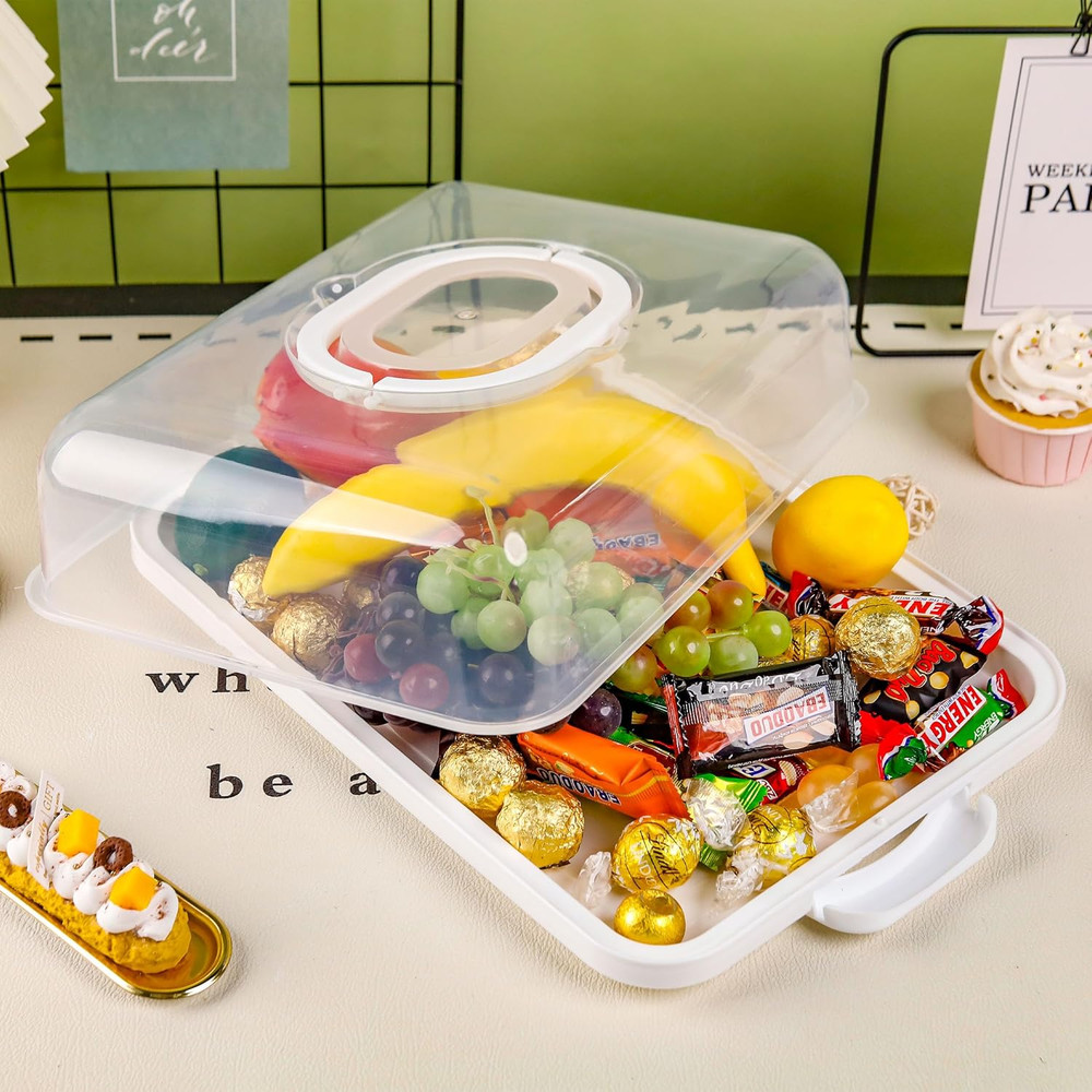 Cupcake Containers with Lid Rectangular Cake Carrier 3-In-1 Multipurpose Cupcake