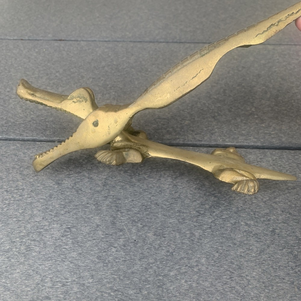Vintage Brass Alligator / Crocodile Nutcracker 10"