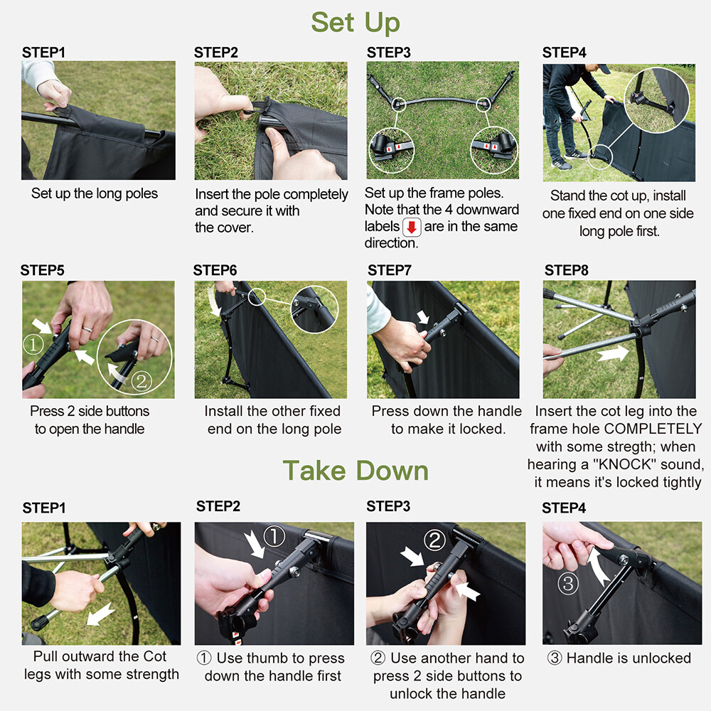 Portable Camping Cot Sleeping Cot Ultralight Backpacking Camping Cot Black