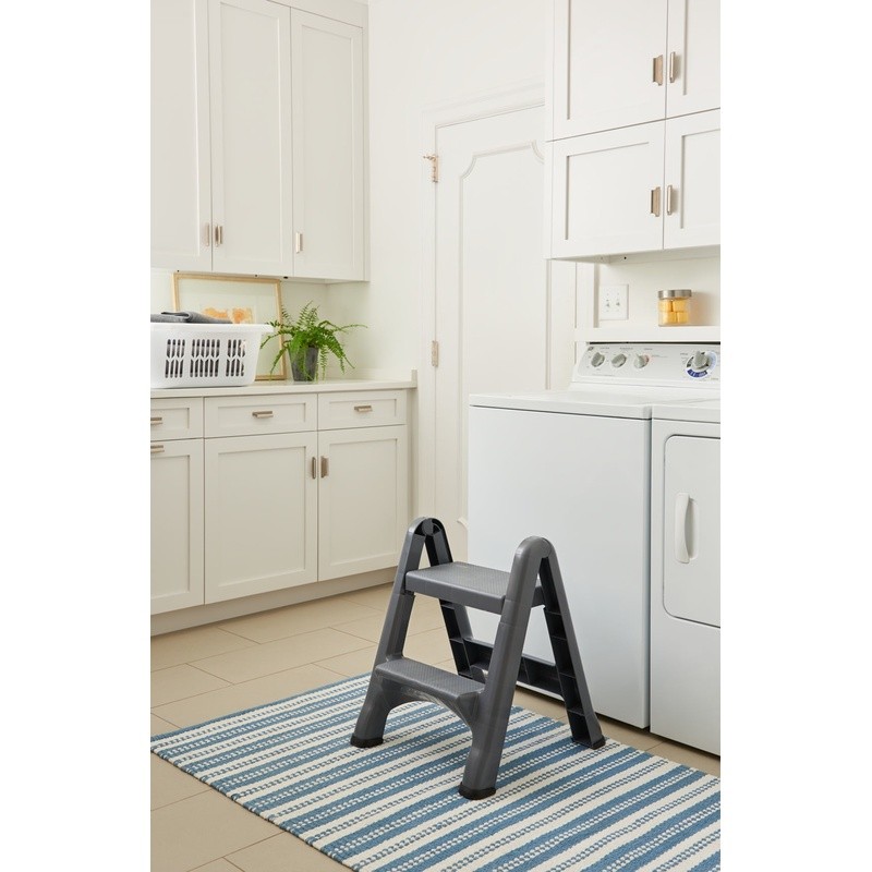 Folding 2-Tier Step Stool Lightweight Portable Ladder Rust & Skid Resistant New