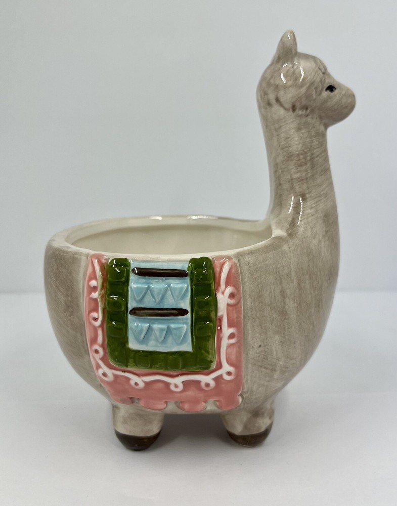 Ceramic Llama Decorative Planter Succulent Animal No Chips EUC