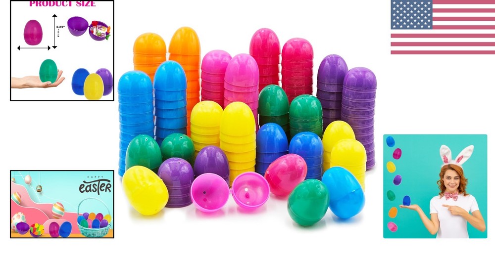 Assorted 2.25" Fillable Easter Eggs (50-Pack) - Perfect for Kids’ Activities!