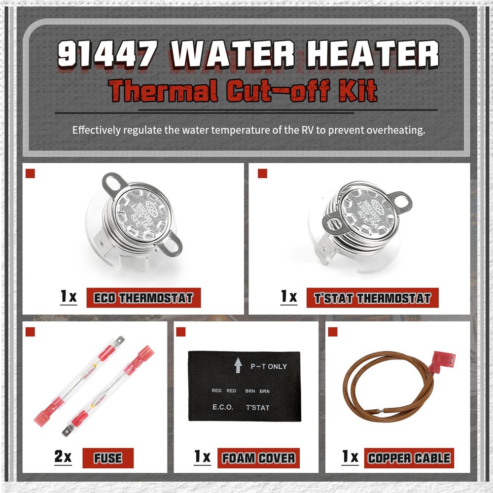 3 in 1 91365 RV Water Heater Control Circuit Board with Fuse,91447 Black