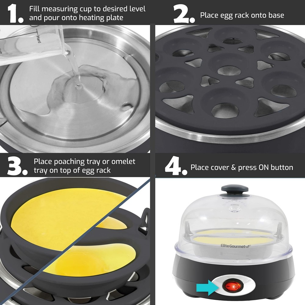 EGC007CHC# Rapid Egg Cooker, 7 Easy-To-Peel, Hard, Medium, Soft Boiled Eggs, ...