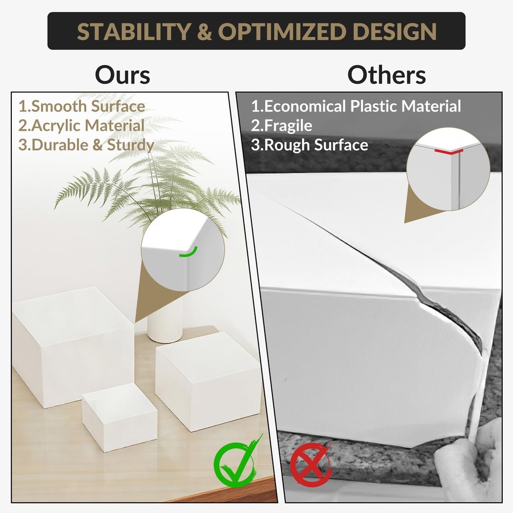 6-Piece White Stackable Display Risers for Desserts – Multi-Sized Food Stands...