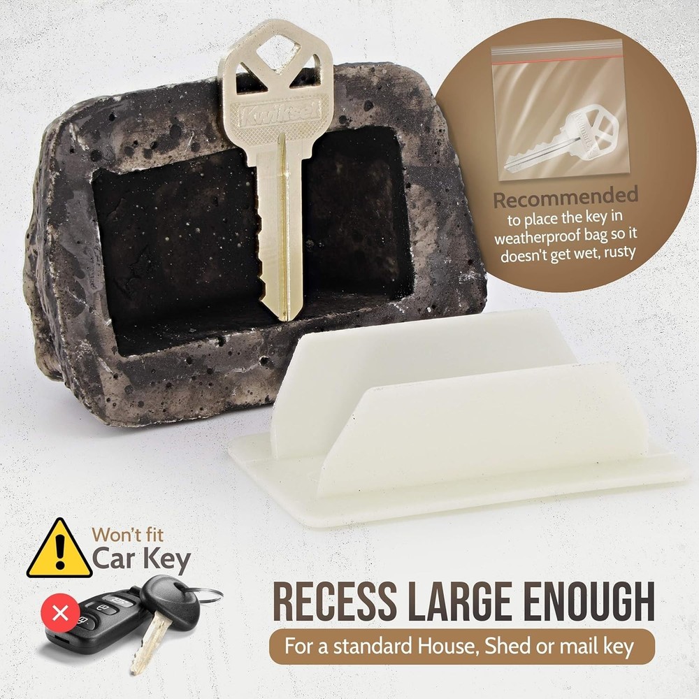 Realistic Poly-Resin Rock Key Holder - The Discreet Solution to Key Security