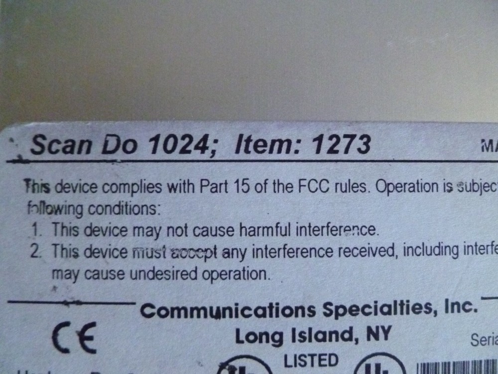 COMMUNICATIONS SPECIALTIES SCAN DO 1024