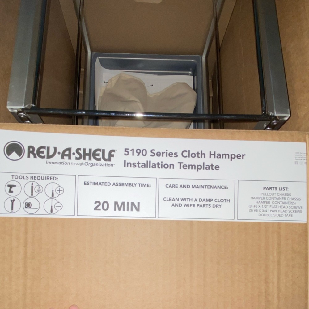 Rev-A-Shelf 5190 Series Pullout Freestanding Laundry Hamper Beige Silver