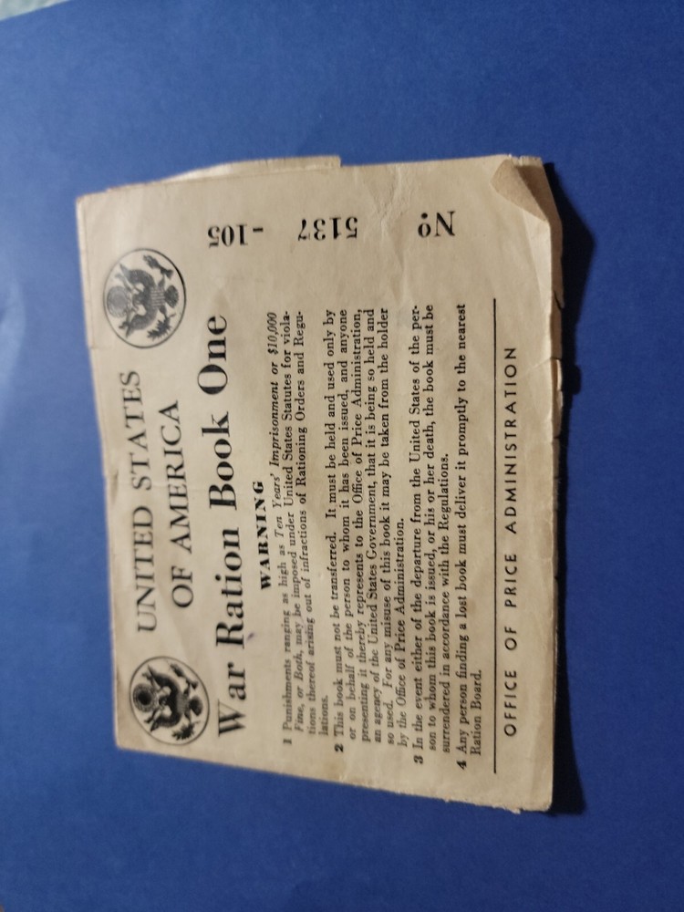 1942 Vintage WWII Rations Book One