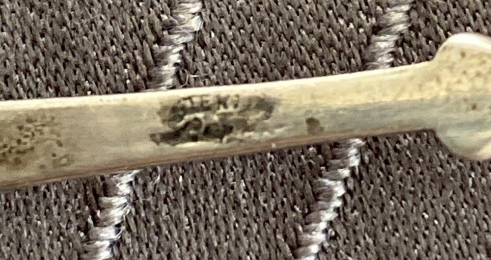 Sterling Silver Mini Salt Spoon Enamel Canada Maple Leaf By BM Co. 2.5”