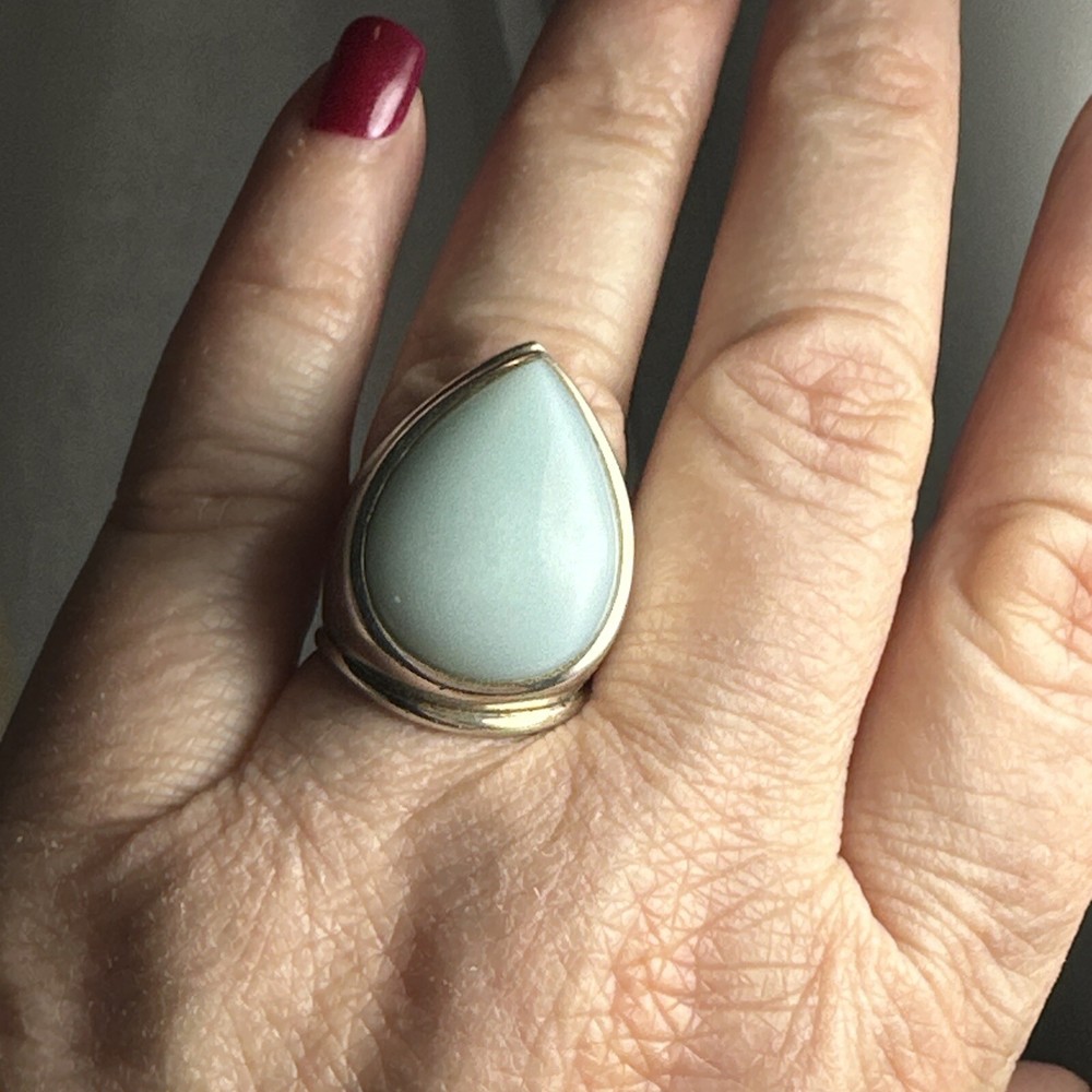 Beautiful sterling silver designer signed turquoise ring size 8