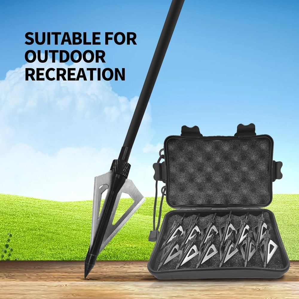 16Pcs 100Grain 3Blade Hunting Archery Broadhead Compound Bow Fixed Arrowhead Tip