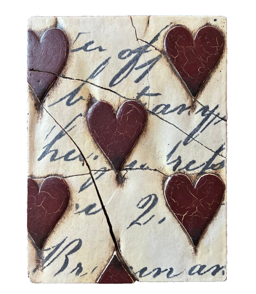 Rare Sid Dickens Memory Block tile PQ-01 "Red hearts with script" 1995 retired