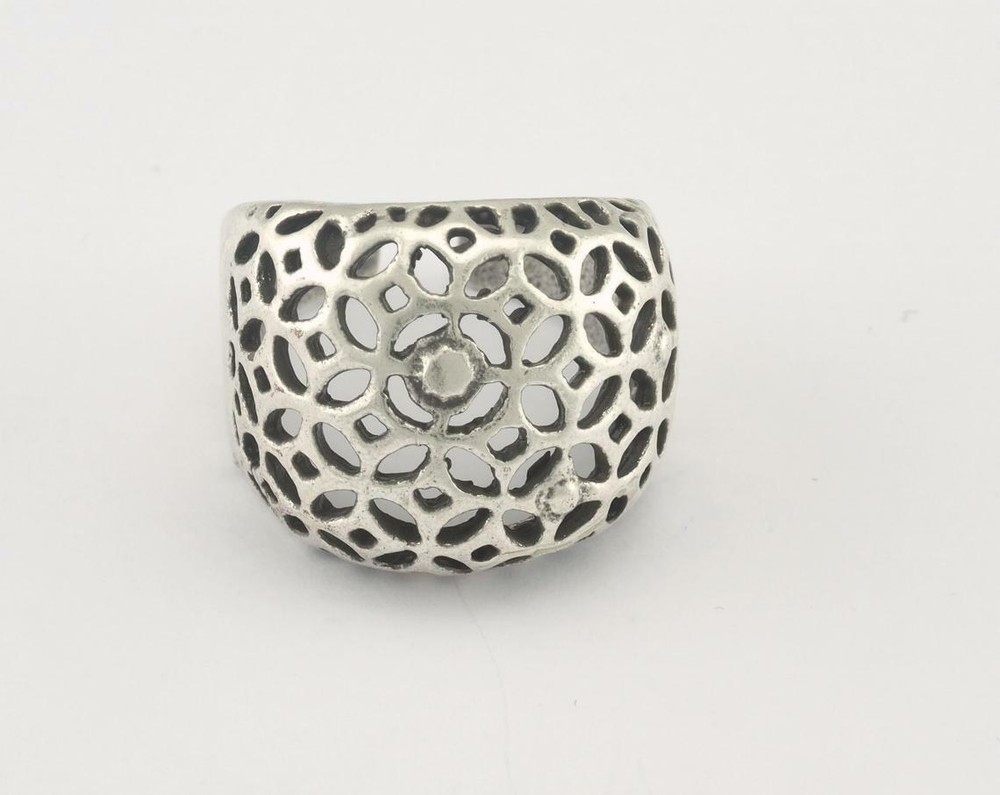 Ring Adjustable Ring Antique Silver plated brass 19mm 9US size Adjustable Dome