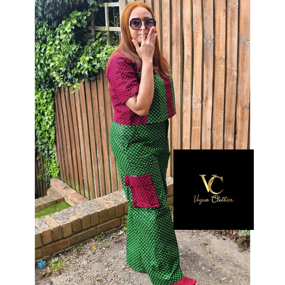 Ankara Two Piece Crop Top With Cargo Trousers