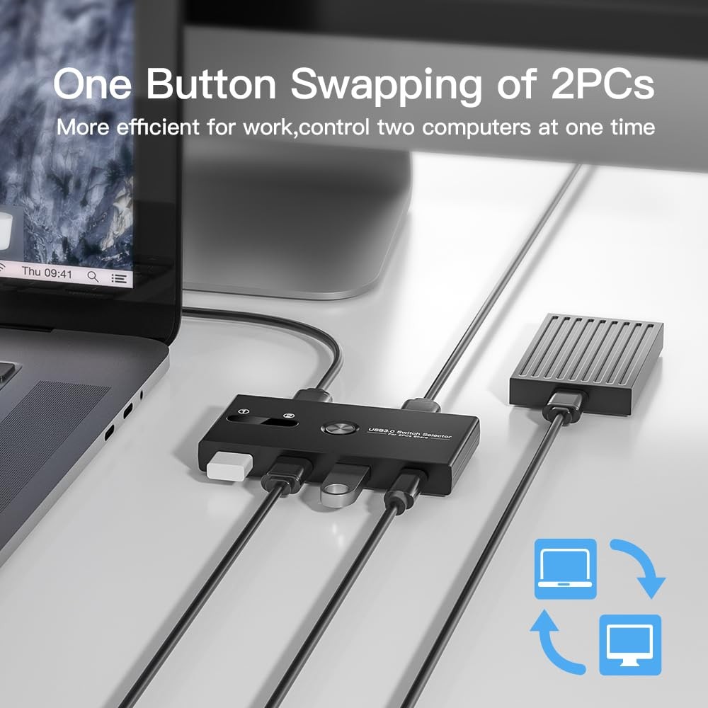 USB C Switch&USB A Switch 2 in 1USB switcher 2 Computers Sharing USB C & A De...