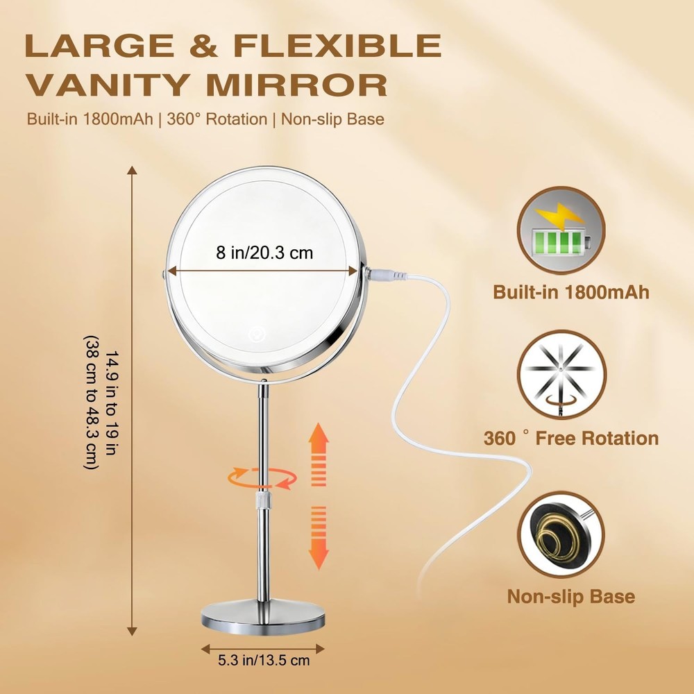 Makeup Mirror with Lights and Magnification, Electric Lighted Standing Mirror...