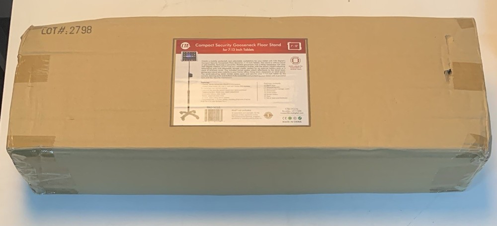 New!!! CTA Digital Compact Security Gooseneck Floor Stand for Tablets 7"-13"