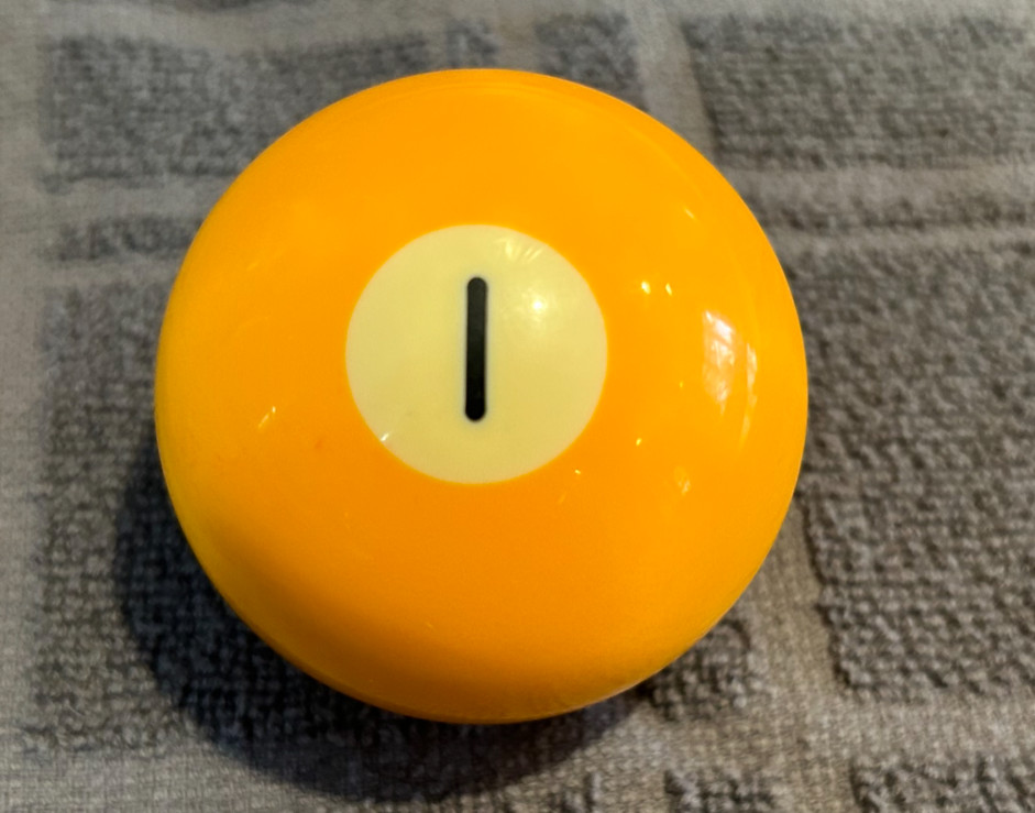 Replacement #1 Billiard Pool Ball  2 1/4" Diameter