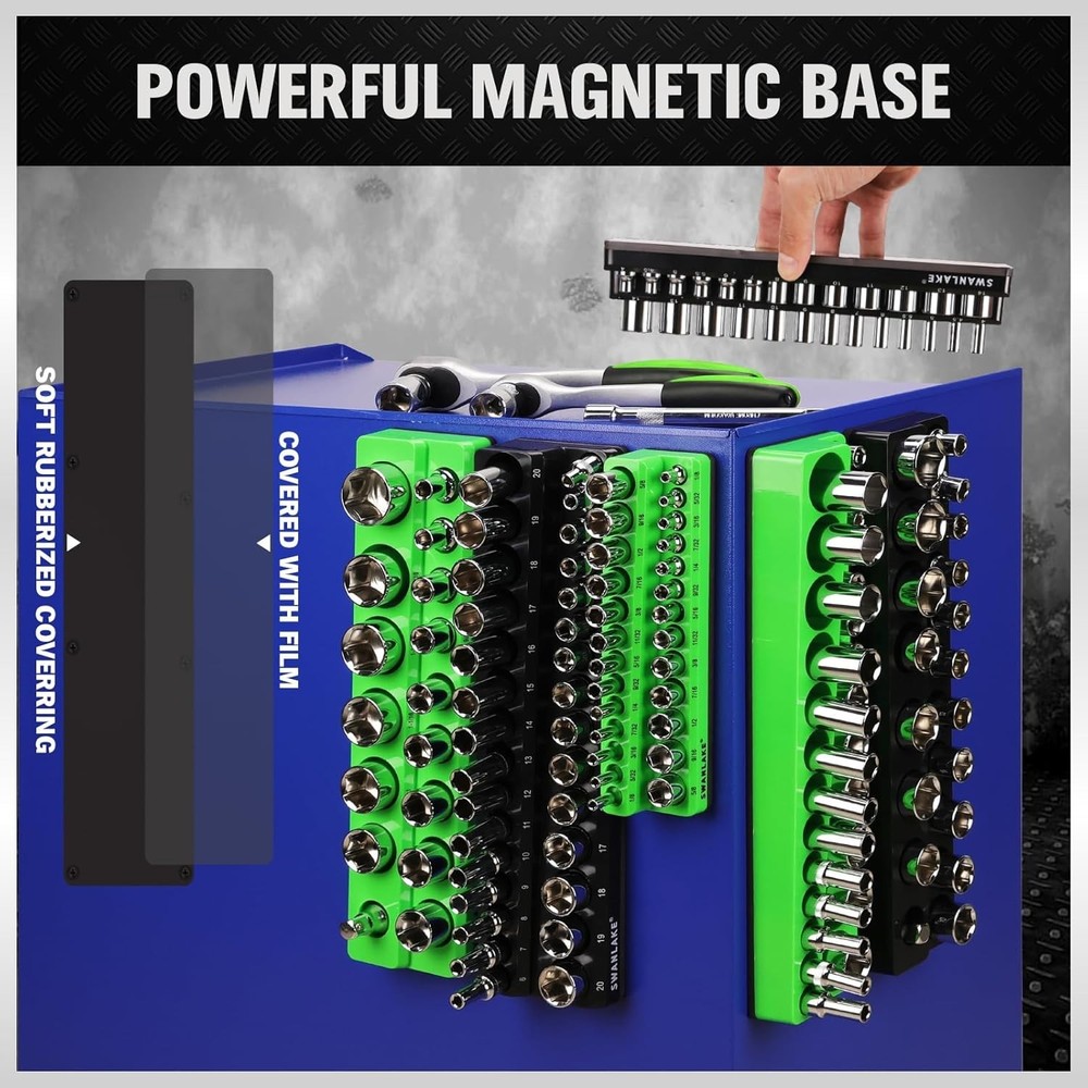 Magnetic Socket Organizer 8PCS Set - Durable Storage Trays