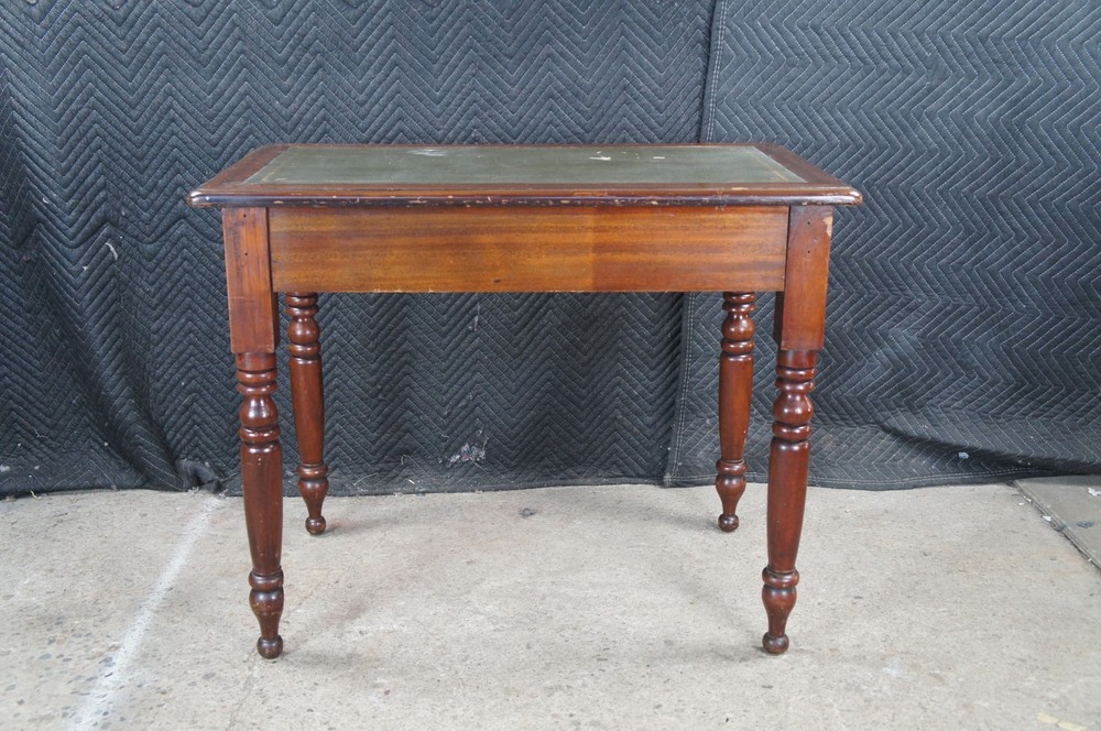 Antique Victorian William IV Mahogany Tooled Leather Writing Table Desk Console