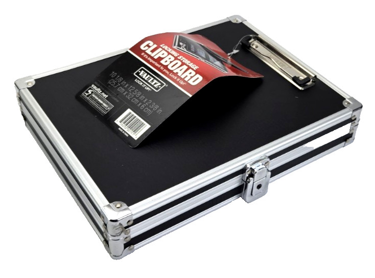 Vaultz Locking Storage Clipboard Black/Silver with 2 Keys