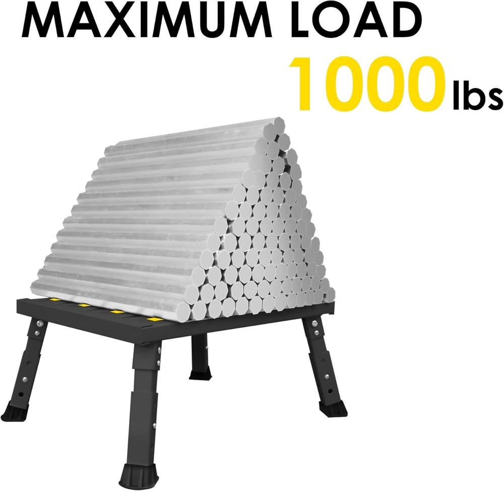 Adjustable Height Aluminum RV Step, Stable Foldable Platform Step Black