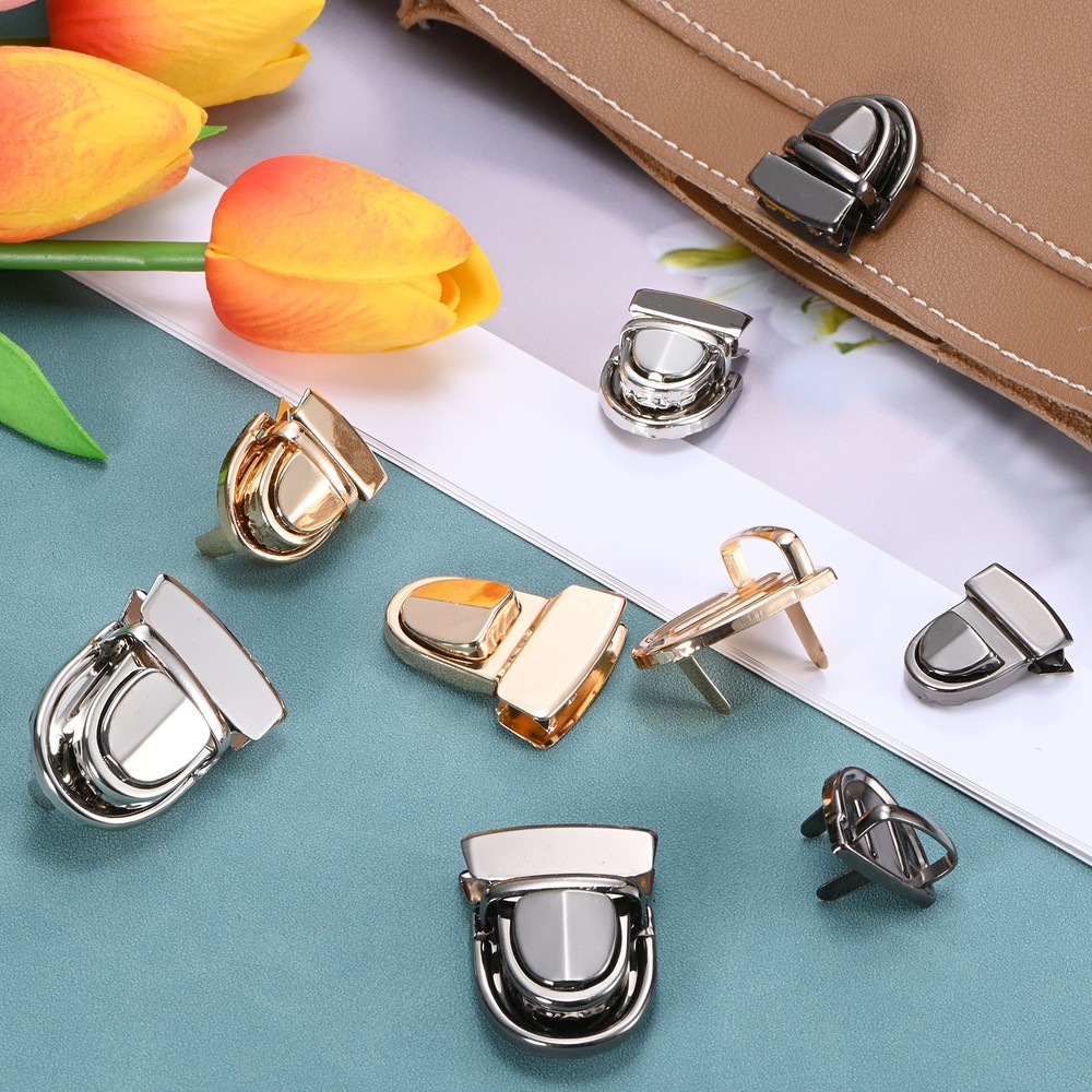 5Pcs Tuck Lock Clasp Catch (20x27mm, Silver)- Purse Thumb Lock Clasp