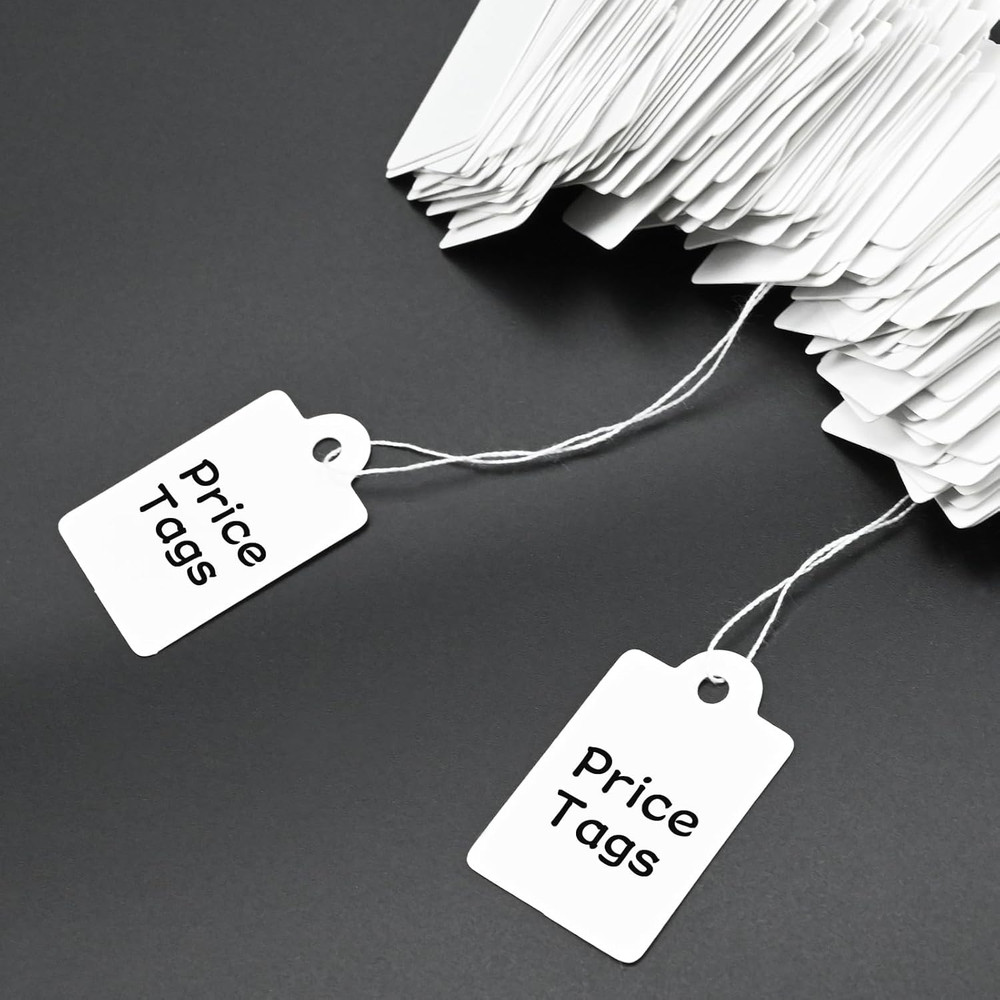 220 Pack White Price Tags with String Attached Writable Display Labels White Pri