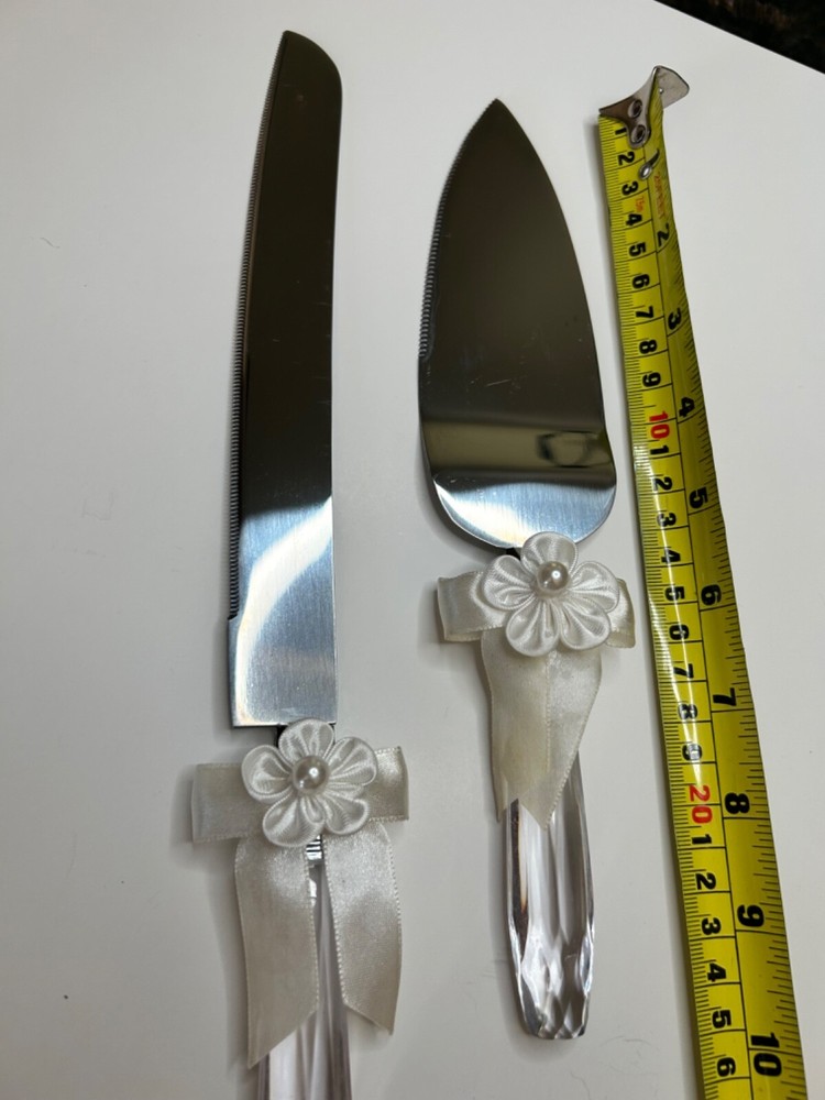 VTG Wedding Cake Knife and Server Set with Acrylic Handle 2000