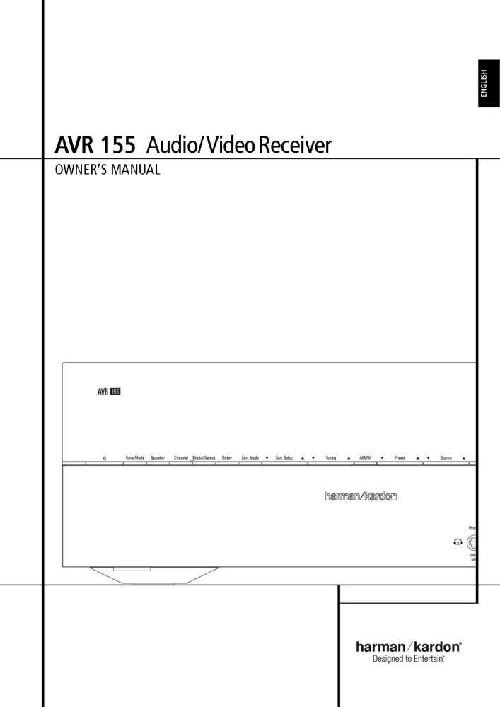 Harman Kardon AVR155 Receiver Owners Manual