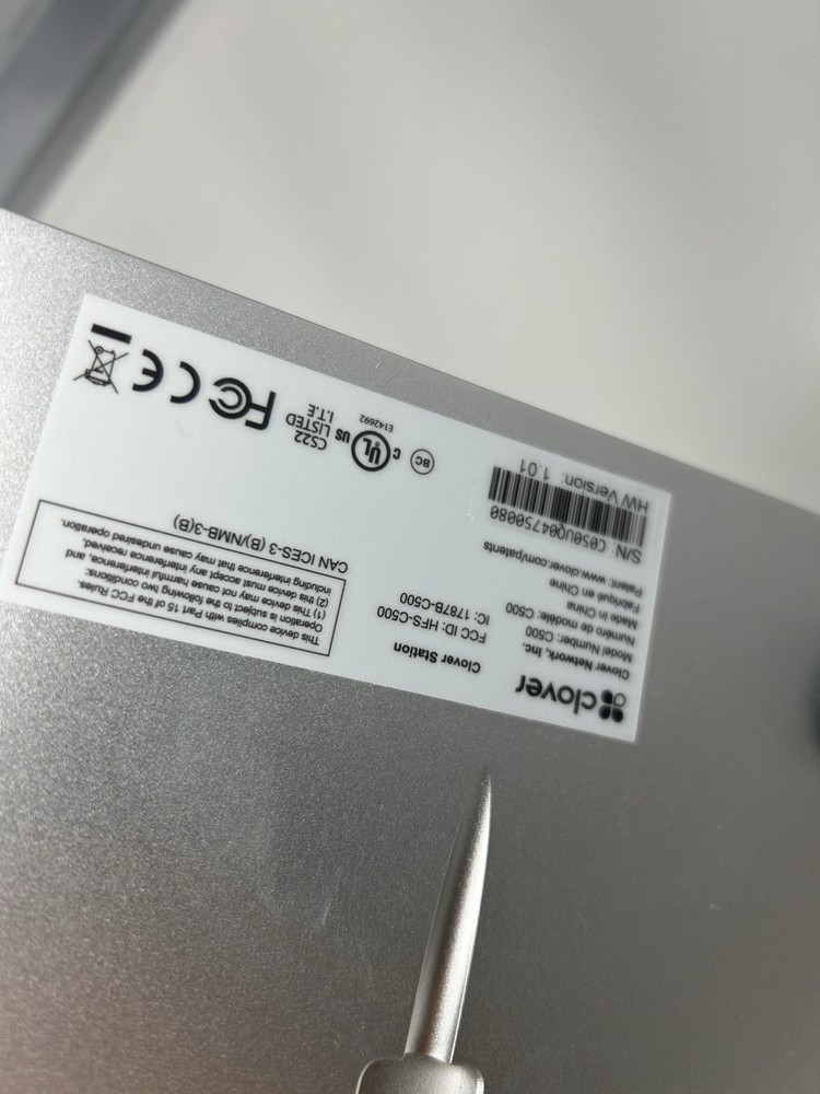 Clover C500 POS Terminal – Powers On – Screen Only – Pin Locked