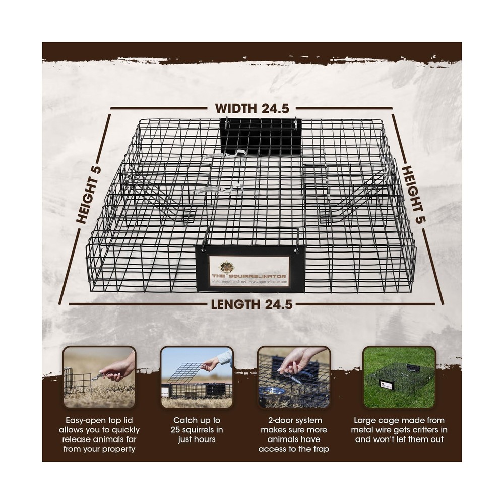 Rugged Ranch 2‑Pack Squirrelinator Multi‑Catch Squirrel Trap, Wire C