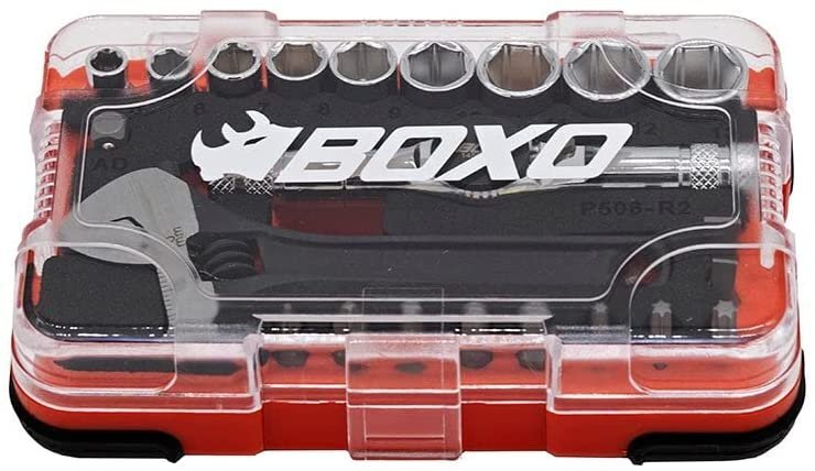 BOXO USA 23 Piece Multi Driver T-Handle Socket Bit Set : Handy Compact Tool...