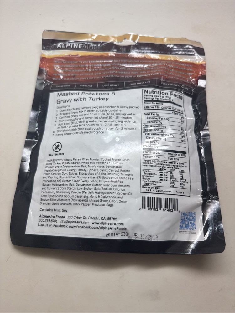 AlpineAire - Mashed Potatoes & Gravy With Turkey 5.75oz