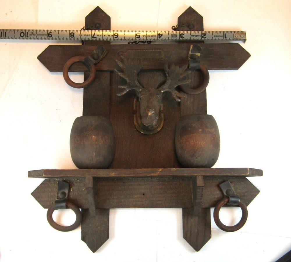 Antique Match Stick Holder - Moose - Rustic Cabin Decor - Wall Mount