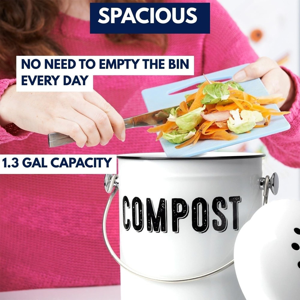 Rust-Proof Countertop Compost Bin - 1.3 Gal