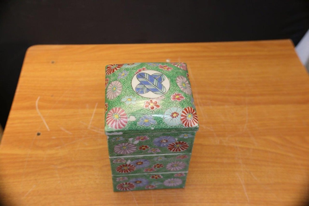 Antique Japanese porcelain stackable box Porcelain Stackable box.