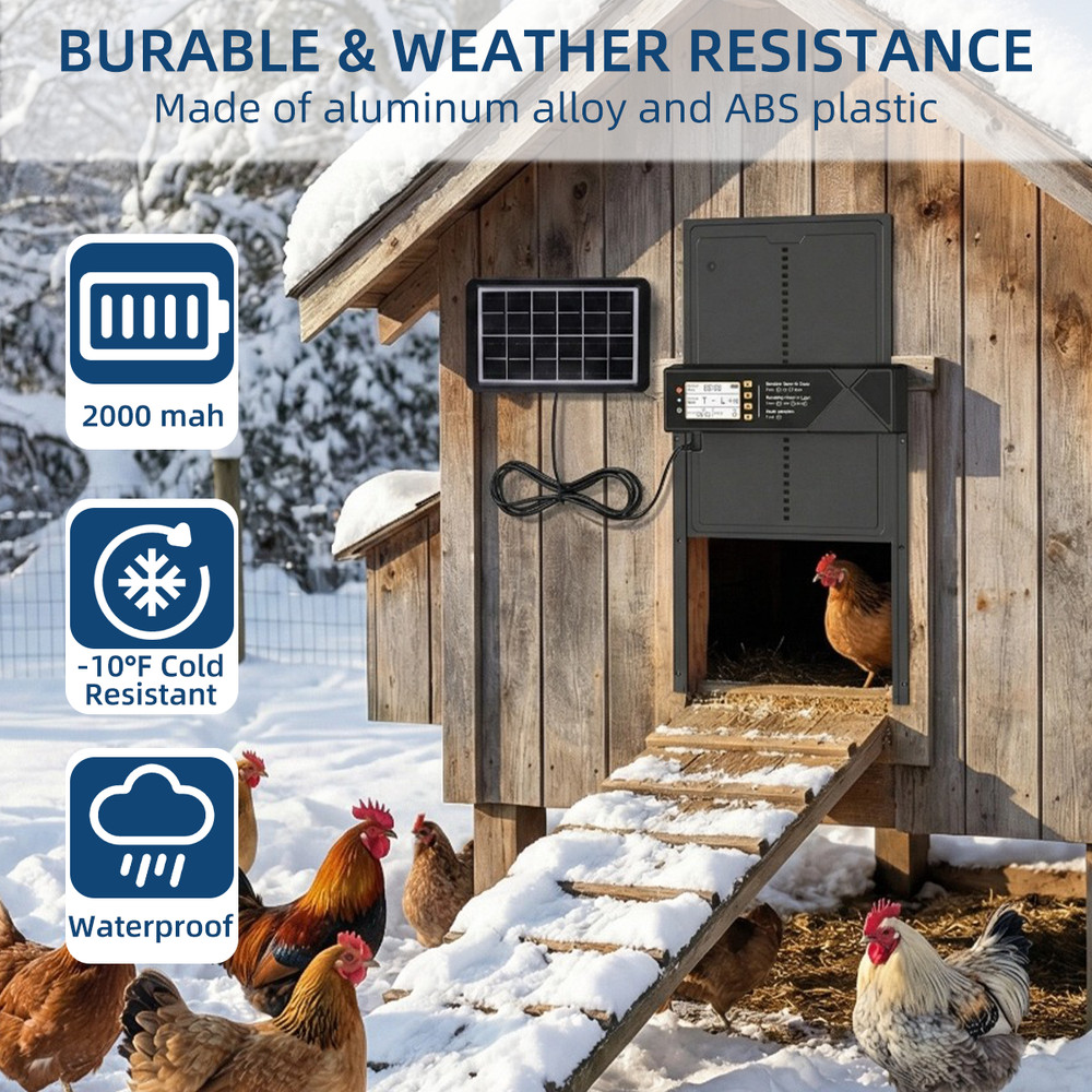 Automatic Solar Chicken Coop Door Opener with Timer Light Sensor Remote Control