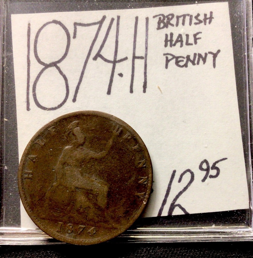 1874 H British Half Penny! ENN Coins