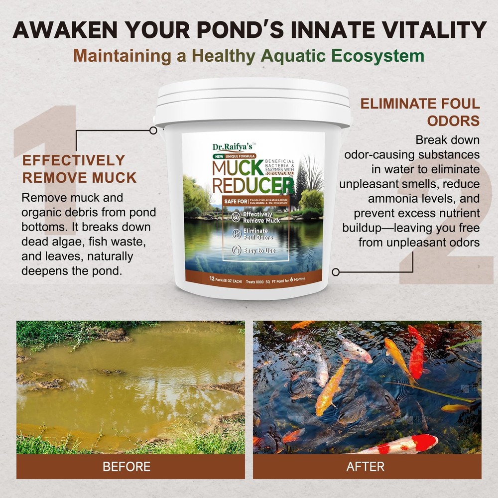 Dr.Raifya’s Muck Reducer Pellets 6 LB - Natural Pond Sludge Solution, Experience