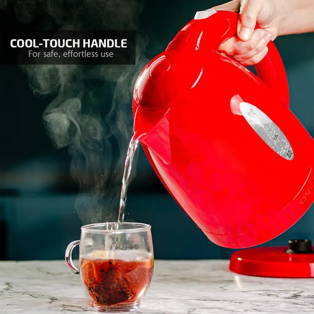 OVENTE KP72R 7-Cup Electric Kettle – Red, BPA-Free, Auto Shut-Off, 1100W