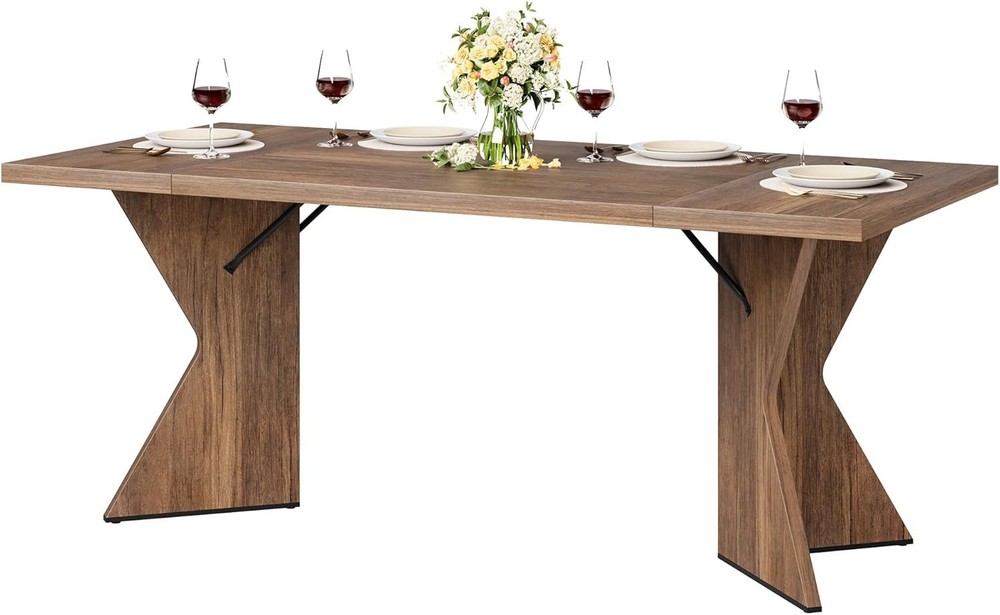 Rectangular Dining Table Iron Foot 1 Panel/Footboard Thick Triamine Double-Sided