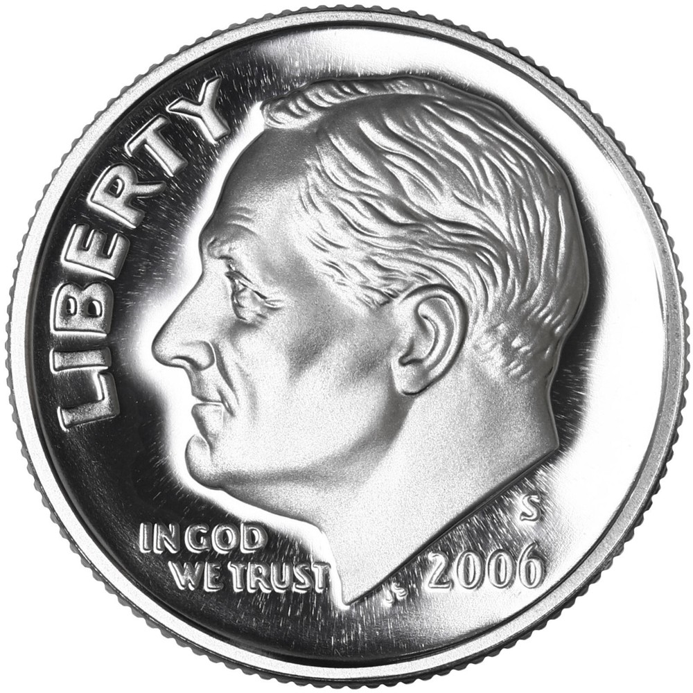 2006 S Roosevelt Dime Gem DCam Proof CN-Clad