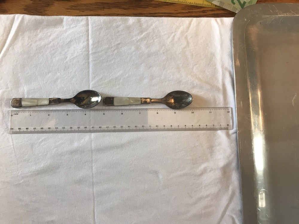 Two Unique Towle Antique Silver Ivory? Tea Spoons